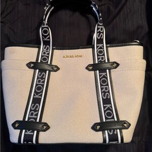 Michael Kors Cream and Black Logo Tote